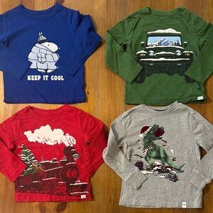 GAP Kids & Tommy Bahama Graphic Long Sleeve Winter Holiday Shirts Sizes 3 & 4